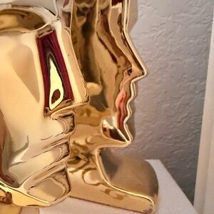 Source Unknown Gold Face Bookends